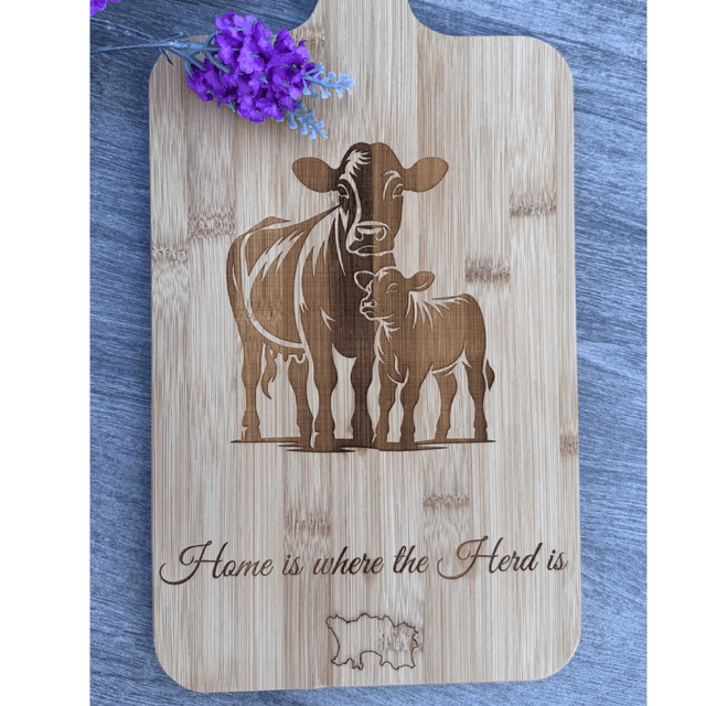 Jersey Cow Chopping Board &quot;Home is where the Herd is&quot;